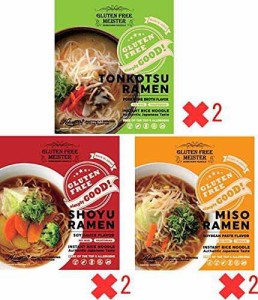 グルテンフリー　インスタントとんこつ風ラーメン　しょうゆラーメン　みそラーメン 6食セット(各2食)