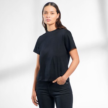 北歐極簡 - 100%有機棉經典圓領T恤 / 素Tee / T-shirt 女(黑)