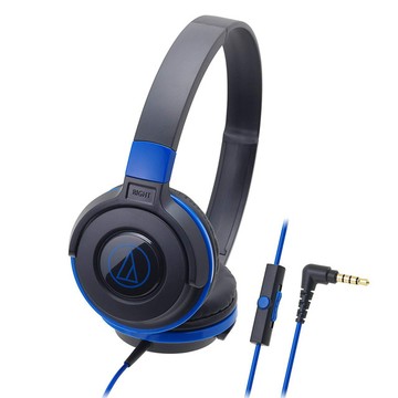 audio-technica ATH-S100iS 輕量型耳罩式耳機 智慧型手機用 線控通話 藍色