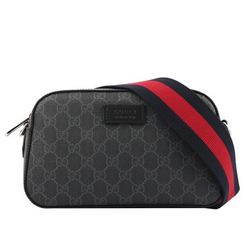 GUCCI GG BLACK PVC 帆布 斜背包(黑色)