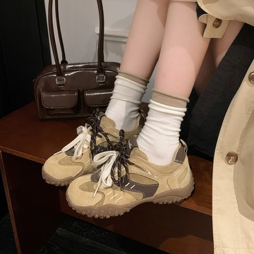 🔥台灣出貨🔥老爹鞋 小個子增高德訓鞋 女複古百搭阿甘鞋 時尚風厚底休閒芭蕾運動鞋