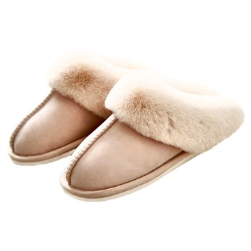 ego life 麂皮絨兔毛口包頭室內拖鞋 保暖防滑男女款  粉色  40~41