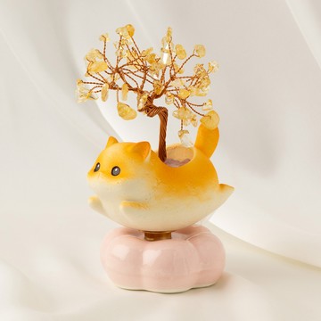 轉運貓咪 | 黃水晶 紫水晶 粉水晶 | 天然水晶許願樹