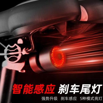 感應自行車尾燈光感超亮智能充電尾燈山地車騎行裝備夜騎警示燈