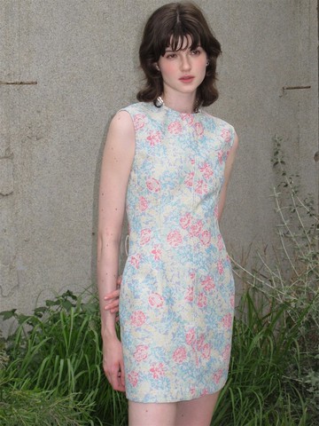 復古印花 Vintage風做舊印花洋裝 立體肌理碎花連衣裙