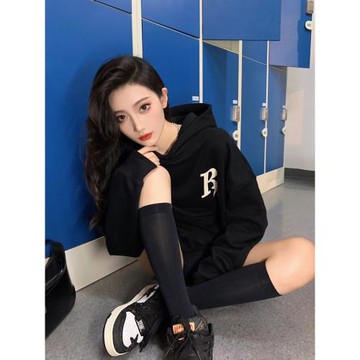 連帽衛衣女秋冬2025新款oversize美式復古小個子中長款加絨外套潮