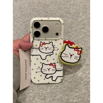 綠波點小貓適用蘋果17PROMAX手機殼iPhone16pro菲林磁吸15plus小衆14高級
