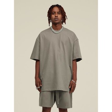 305G重磅t恤男夏歐美潮牌KANYE侃爺高街純色短袖寬松半袖白色體恤