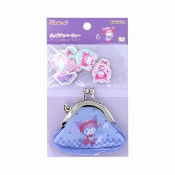 【震撼精品百貨】酷洛米_Kuromi~日本三麗鷗Sanrio 酷洛米迷你雙珠扣零錢包附吊鍊+裝飾貼紙*03827