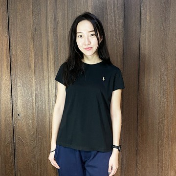美國百分百【全新真品】Ralph Lauren 短袖 棉質T恤 青年版 女款 RL 上衣 小馬 Polo 短T 黑色 CS08