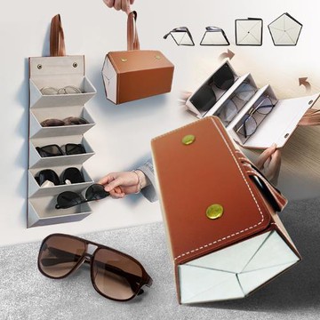 【Reddot 紅點生活】可掛便攜防壓折疊式眼鏡收納盒-五格