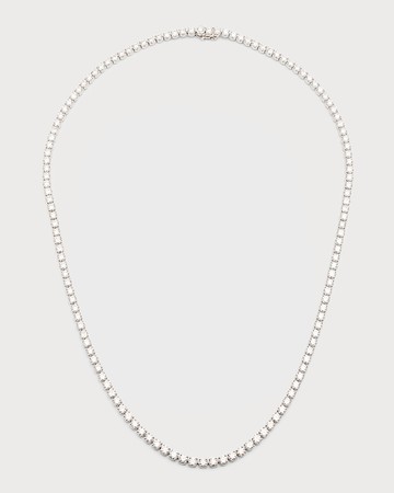 Lab Grown Diamond 18K White Gold Round Line Necklace, 24"L