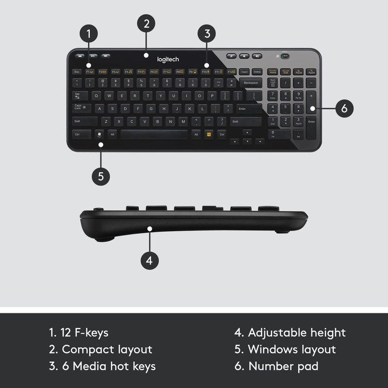 Logitech ワイヤレス キーボード K360 グロッシーブラック Glossy