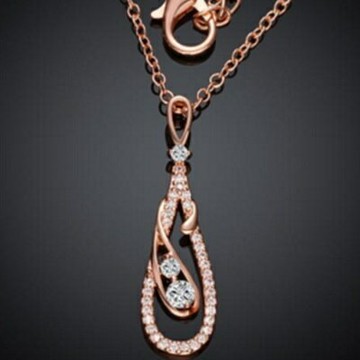 現貨+預購 玫瑰金項鍊純銀鑲鑽吊墜-時尚水滴母親節生日情人節禮物女飾品2色73br105【獨家進口】【米蘭精品】