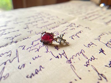 純銀交叉紅石榴石墜