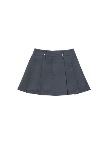 Pleats Mini Skirt [CHARCOAL GREY]
