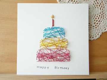 超觸感鋁線立體卡片~訂製特大三層蛋糕生日快樂