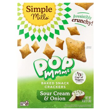 Simple Mills, Pop Mmms™，烤點心餅乾，酸奶油和洋蔥味，4 盎司（113 克）