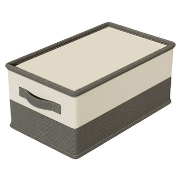 ANTIAN 家用加厚折疊大容量被子衣物收納盒  米灰色 + 米色  1個  50 x 35 x 30cm
