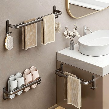 韻潔雅 免打孔浴室置物架 毛巾架 厕所收纳壁挂毛巾架 壁挂转角置物架 卫浴收纳