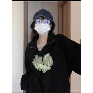 免運  韓版 半拉鏈 衛衣女 秋冬款 加厚保暖 外穿 寬鬆 春秋薄款 小眾 Polo領 大學T 長袖衛衣