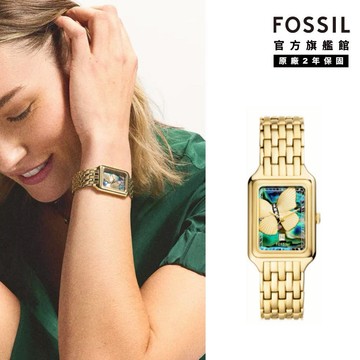【FOSSIL】Raquel 復古女伶蝶舞女錶 金色不鏽鋼錶帶 26MM ES5409