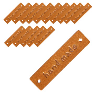 東大門鈕扣王 皮革手工標籤  棕色  16個