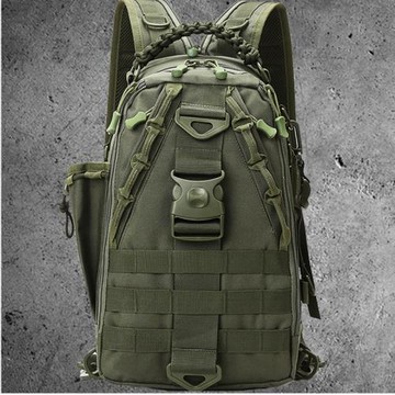 雙肩包戶外戰術小軍綠路亞背包單雙肩兩用男防水專用徒步旅行書包