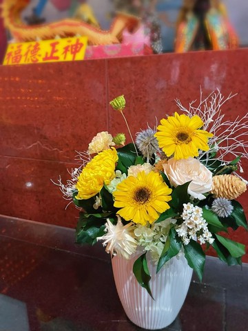 永生供花 I 神明桌花 I 佛堂供花 I 永生向日葵 I 永生輪菊