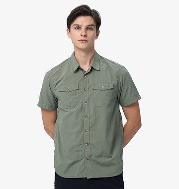 【【蘋果戶外】】荒野 W1216-169 鼠尾草綠 男 3M 透氣快乾排汗 抗UV 短袖襯衫 防曬襯衫 登山休閒服 WildLand