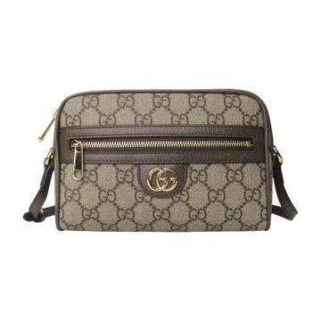 GUCCI Ophidia 防刮LOGO 斜背相機包(卡其x棕)小款