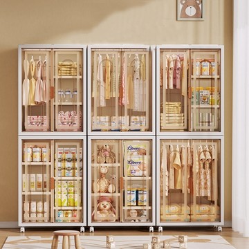 【AOTTO】70面寬雙開門折疊附輪收納衣櫃(衣櫃 收納櫃)