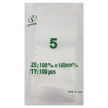 ZIPPER 透明 PE 夾鏈袋 加厚款 5號袋  100入  10包  10 x 14cm