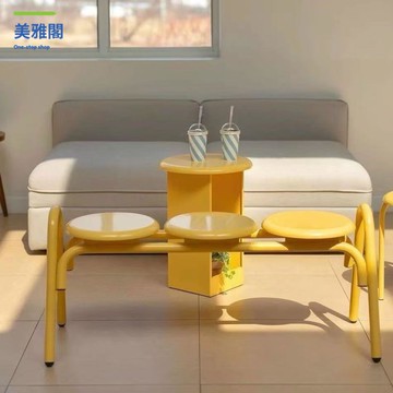 ins網紅奶油風戶外長椅 奶茶咖啡店外擺圓長凳多巴胺彩色休息桌椅【M1115】