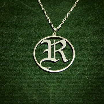 自定義名稱項鍊一條 OldEnglish 圓形