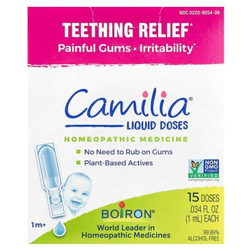 Boiron, Camilia，出牙緩解，1 個月及以上，15 個預測量液體劑量，0.034 盎司（1 毫升）