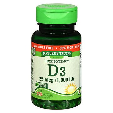 Nature's Truth High Potency Vitamin D3 Quick Release Softgels 130 Caps by Sundance