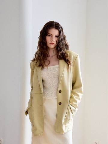 Suede Two-Button Blazer [Buttery Yellow]