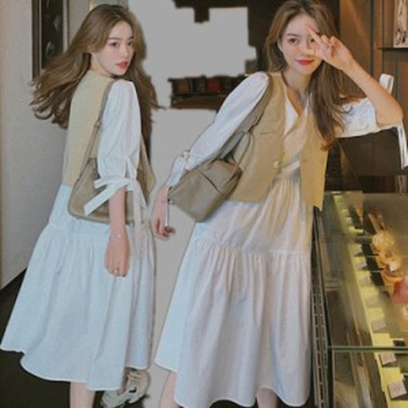 ワンピース レディース セットアップ 2点セット ベスト ロング丈 秋服 ワンピース Aラインワンピ ゆったり 秋 新作 Ol 宴会 可愛 通販 Lineポイント最大1 0 Get Lineショッピング
