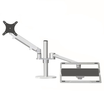 HAPPY TECH 快樂科技 機械氣壓雙手臂鋁合金螢幕筆電伸縮懸掛支架 T34  銀白色  1個