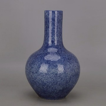 大明雪花藍釉窯變天球瓶 仿古舊貨瓷器老窯滿天星高溫瓷裝飾擺件