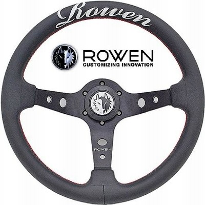 ROWEN　ステアリング　33Φ　新品　ブラックレザー　レッドステッチ　ATC ROWEN ステアリング 33Φ 新品 ブラックレザー レッドステッチ