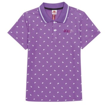 KAPPA義大利 時尚吸濕排汗女針織短袖POLO衫 粉紫 34172VWXDC