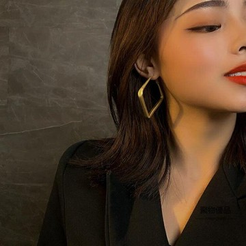 方形耳圈金屬耳環耳釘復古港風耳飾【聚物優品】