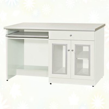 文創集-南亞塑鋼    山亞  南亞塑鋼4.2尺鍵盤單抽開門櫃低書桌-127x70x75.7cm免組