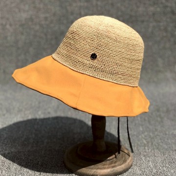 輕奢設計拉菲草漁夫帽女夏韓版百搭日系防曬遮陽帽折疊度假草帽潮1入