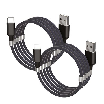 INPIC 防纏繞磁吸高速Type-C充電線  黑色  2個  1m