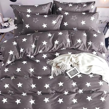 貝淇小舖 柔絲棉 四季磨毛布 雙人床包組 3件組 質感細膩 觸感柔順 色澤鮮明 設計可愛  床包188 x 152cm 枕套75 x 47cm  星光