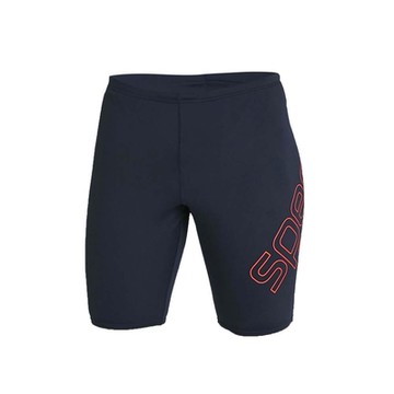 SPEEDO 男運動及膝泳褲-四角泳褲 游泳 戲水 平口泳褲 五分褲 SD812416F889 丈青紅