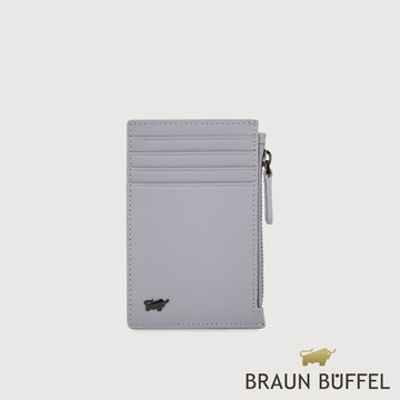 【BRAUN BUFFEL 德國小金牛】台灣總代理 維克多-E 拉鍊零錢袋卡夾-石灰白/BF570-154-CGY